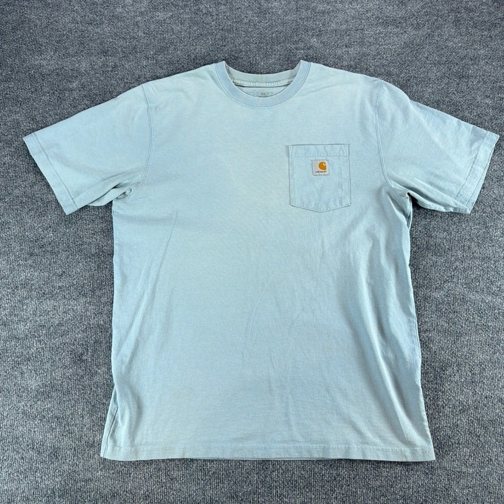 Carhartt Mens K87 Workwear Pocket T-Shirt Light Blue Short Sleeve Size XL
